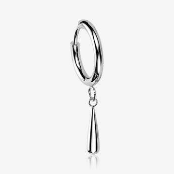 A Pair of Implant Grade Titanium Huggie Hoop Teardrop Dangle Earring
